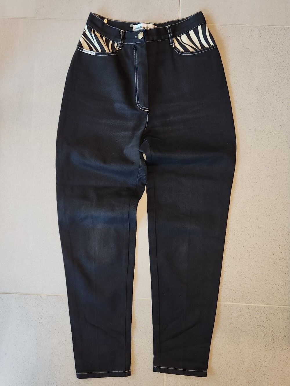 Vintahe High-Rise Black Jeans with Zebra Accent christian llinares